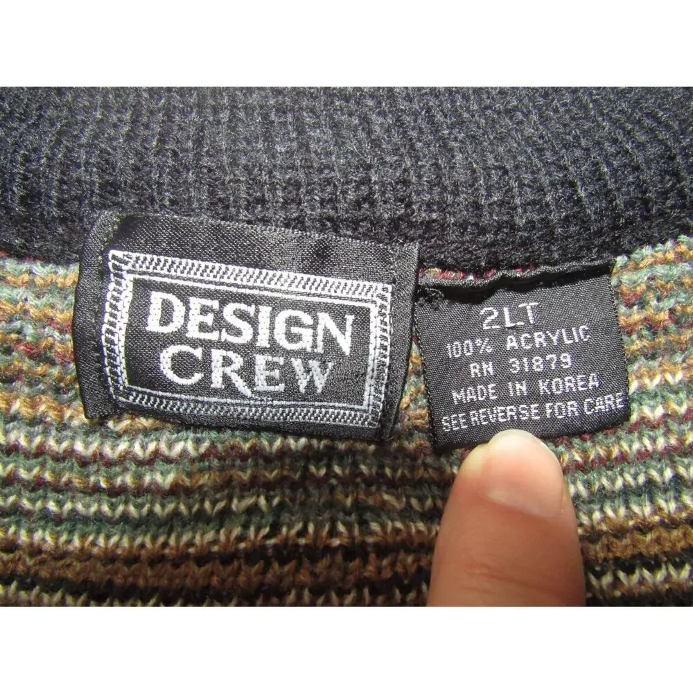 Vintage 90s Design Crew Knit Sweater Vest Men's 2LT Geometric Aztec Pattern Retr